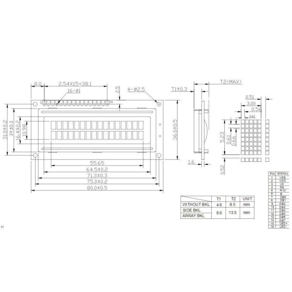 LCD کاراکتری 2x16 با  سبز
